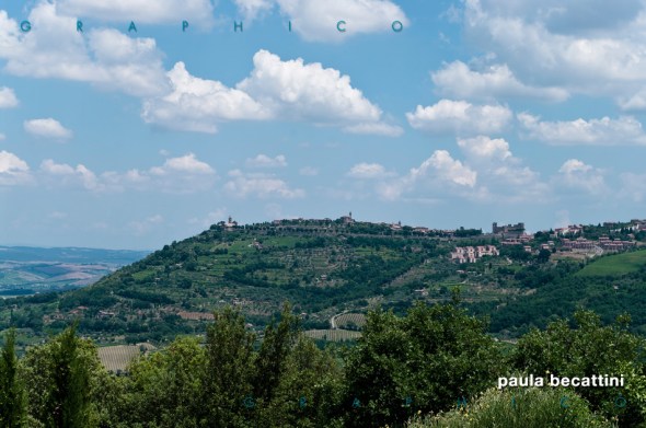 Montalcino visto dalla terrazza dell'Azienda Vinicola Corte Pavone Montalcino visto dalla terrazza dell'Azienda Vinicola Corte Pavone
