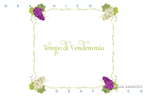 Cornice con tralci e grappoli d'uva bianca e nera