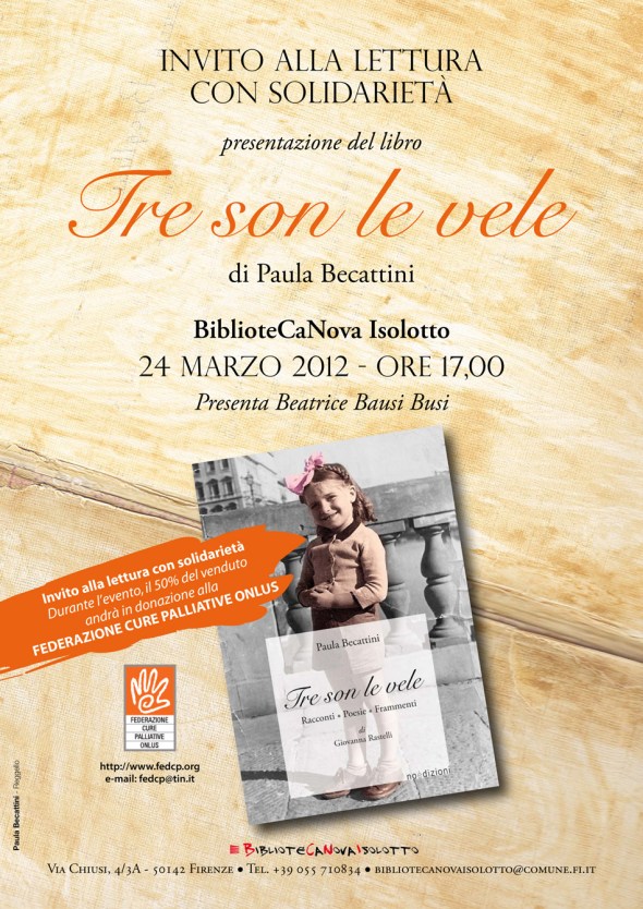 Locandina della presentazione del libro "Tre son le vele"